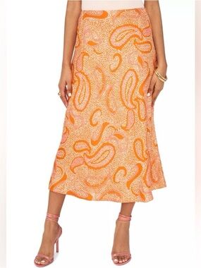1.State Printed Midi Skirt orange size 6